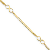 14k Polished Infinity Symbol 9in Plus 1in ext. Anklet